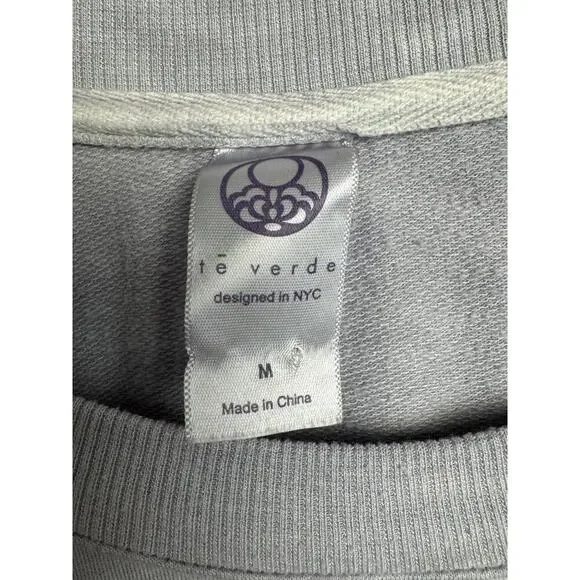 Te Verde Womens Sweatshirt Shirt M Purple Tie Dye Casual Cozy Basic Day Lounge - Picture 3 of 8